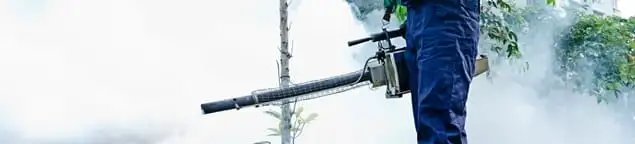 Pest control technician fogging an outdoor area for insect control in Cincinnati, OH